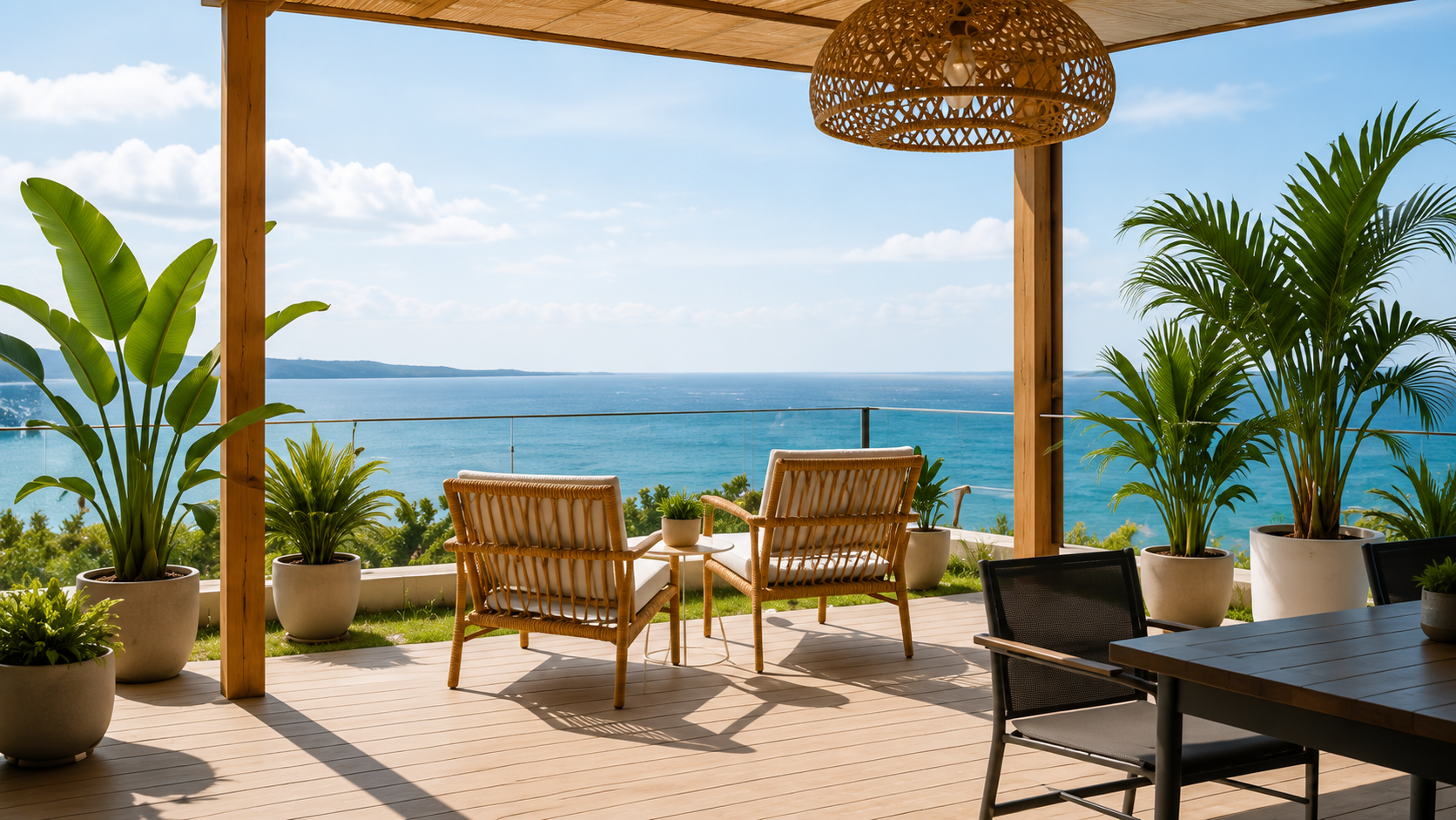 Terrasse avec vue sur mer